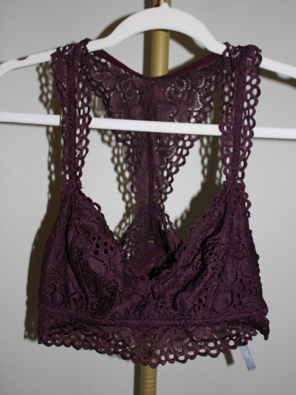 Women's Aerie Purple Racerback Lace Bralette, Size Large